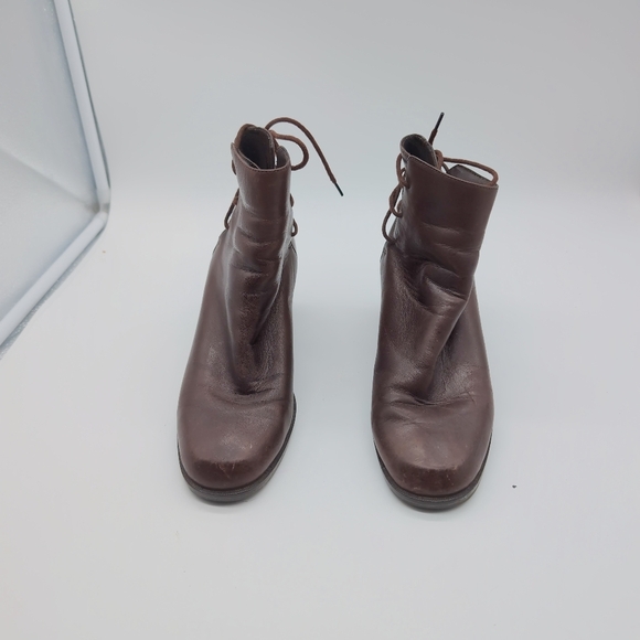 Vintage Enzo Angeolini sz 6.5 Brown Ankle Boots Rear tie - Picture 3 of 10
